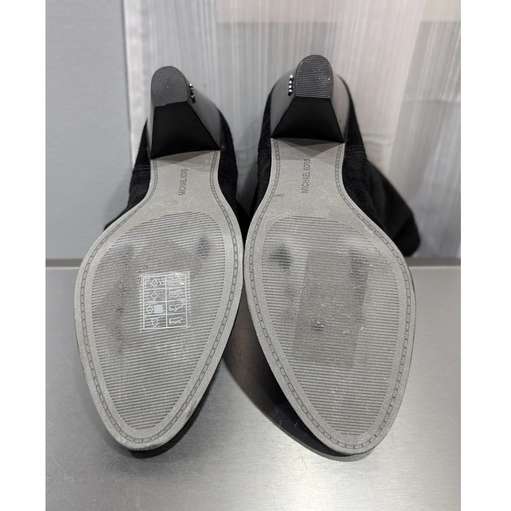 MICHAEL KORS Divia Soft Suede Ankle Boot Black‎ Pull On Heel Women Size 8.5